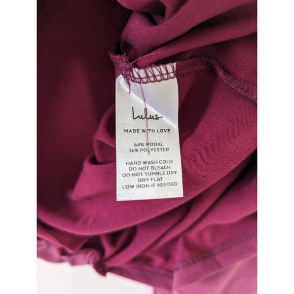 LULUS‎ Knot This Way Purple Knotted Long Sleeve Top Size Small Modal Cropped New - Picture 6 of 10